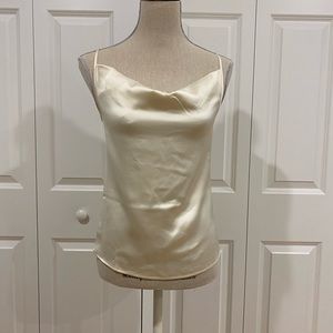 Sincerely Jules Cream Satin Tank Top with Cowl Neckline Size Small